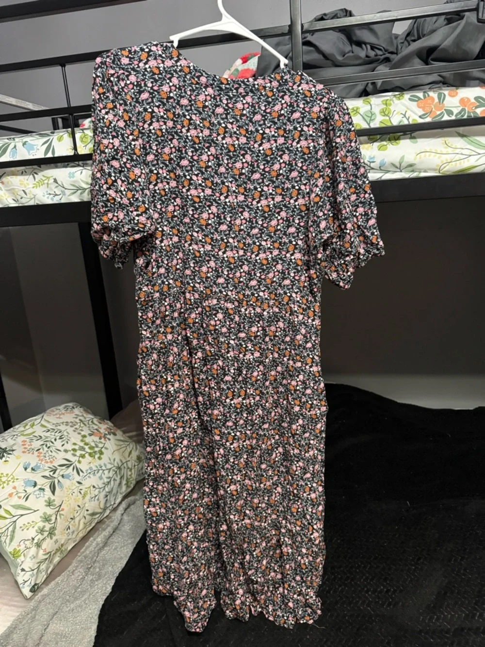 Knox Rose Black Midi Dress with Pink and Orange Floral Print - Picture 2 of 8